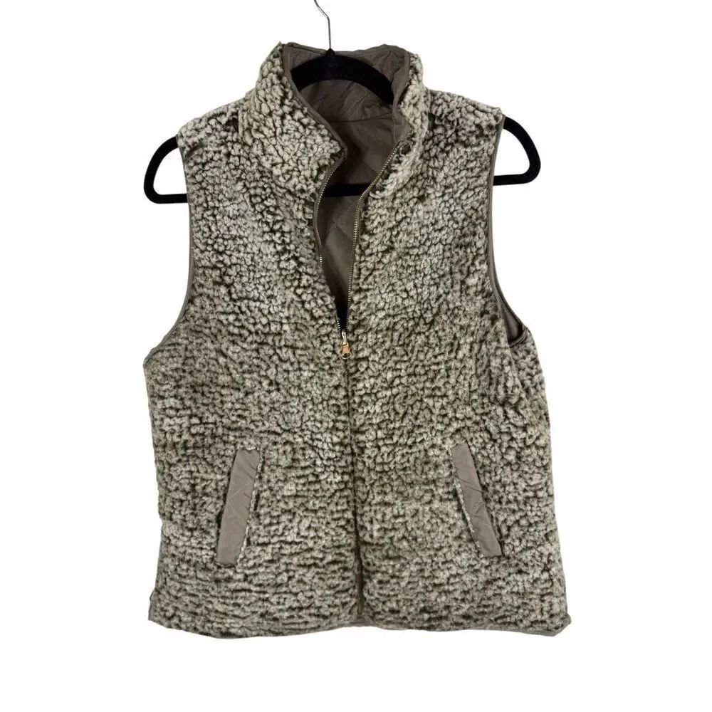 Thread & Supply grey teddy reversible vest - size m